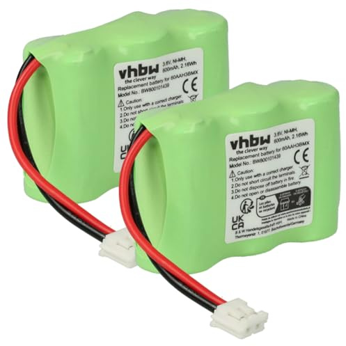vhbw 2X Akku kompatibel mit Telecom Italia Gipsy | schnurlos Festnetz Telefon Grün (600 mAh, 3,6 V, NiMH)
