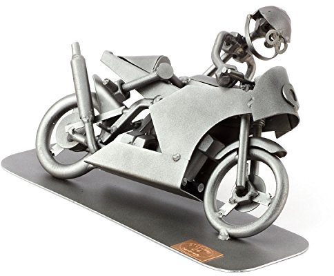 Steelman24 Schraubenmännchen Rennmotorrad | Made in Germany,Handarbeit,Geschenkidee,Stahlfigur,Metallfigur,Metallmännchen