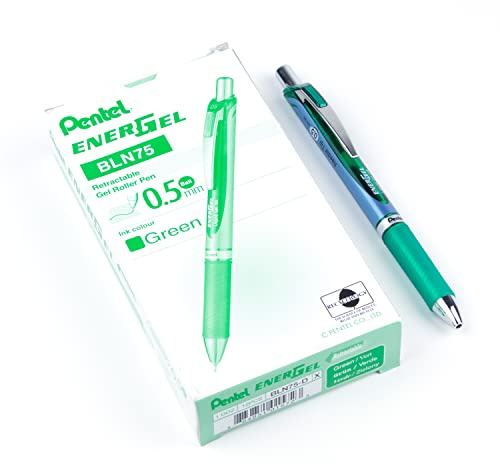 Pentel EnerGel Xm BLN75 0.5mm Green (Pack of 12)
