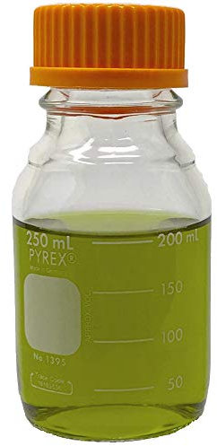 PYREX 1395-250, 250mL Round Media Storage Bottles, with GL45 Screw Cap, 10/cs