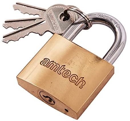 Amtech T1200C 38mm Solid Brass Padlock, Small Padlock with Keys for Luggage, Lockers, Toolboxes, Cupboards or Sports Bags