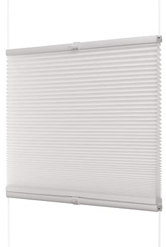 Ventanara® Waben Plissee ohne Bohren Weiß tageslicht Klemmfix Plisseerollo Faltrollo verspannt inklusive Premium Klemmträger 80 x 130 cm