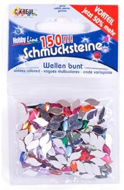 KREUL 49617 - Schmucksteine Wellen, 150 bunte Steine, für die Gestaltung von modischen Accessoires und zur Gestaltung im Home Deco Bereich