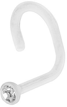 Piercingfaktor Piercing Stab Stecker Barbell Nase Nasenpiercing Nasenstecker Tragus Helix Ohr Lippe Intim Ohrpiercing gebogen Bioflex Weiß mit Kristall Clear
