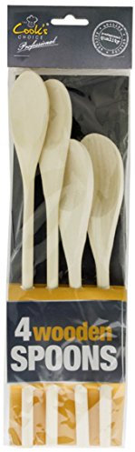 4PK WOODEN SPOON SET KITCHEN COOKING BAKING MIXING UTENSIL ARTS & CRAFTS