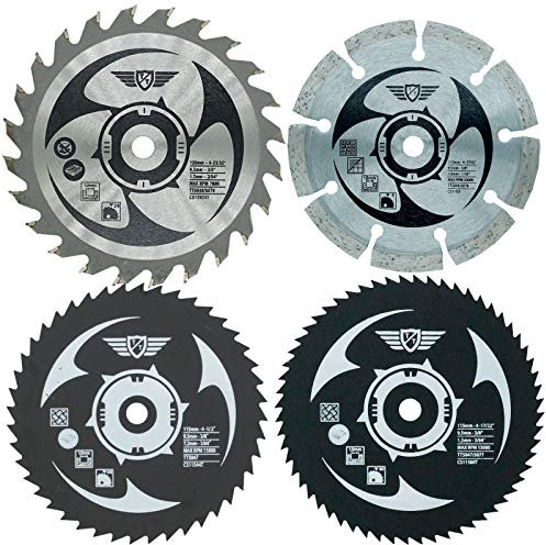 4 x TopsTools CSK115_4 115mm 120mm 24T 44T 60T Diamond 9.5mm Bore HSS Saw Blades