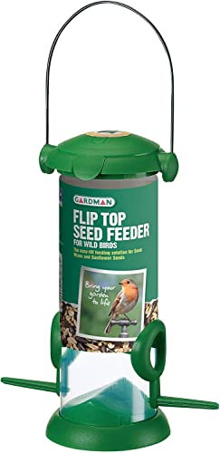 Gardman Vogelfutterstation mit Flip-Top-Deckel – Vogelfutterspender mit 2 Plätzen – Futterstation für Vogelfutter, Sonnenblumenkerne und Erdnüsse