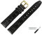 MARBURGER Uhrenarmband 16mm Leder Schwarz Gold Kroko (Caiman) Prägung Mit Naht - Montage Set 5291610000220