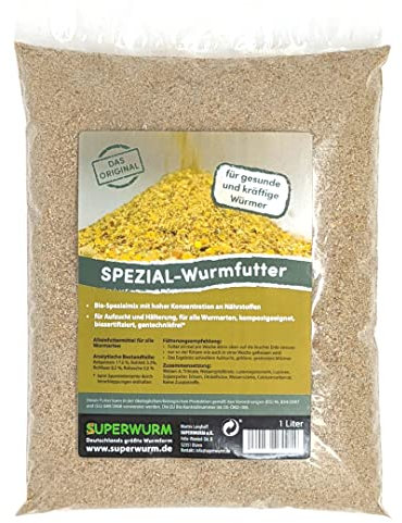 Bio Spezial-Wurmfutter, Beutel 1 Liter - Wurmfutter, Regenwurmfutter, Aufzuchtfutter