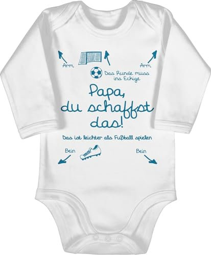 Baby Body langarm Mädchen - Strampler & - Papa du schaffst das Fußball Junge - 3/6 Monate - Weiß - langarmpapa sachen für neugeborene dad babybody zur geburt väter babykleidung mit sprüchen