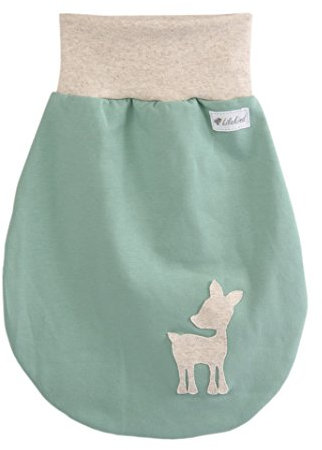 Lilakind Schlafsack Strampelsack Pucksack Mint Sweat Ecru Melange Reh Applikation, grün, 0-6 M