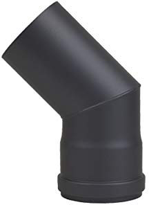 LANZZAS Tuyau de poêle à pellets coudé à 45°, de diamètre DN Ø 80 mm, de couleur noir. Incl. lèvre d'étanchéité en silicone