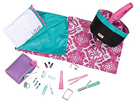 Our Generation – Schlafsack – Spielzeug-Makeup-Kit – 46 cm Puppenzubehör – Rollenspiel – Spielzeug für Kinder ab 3 Jahren – Pyjamaparty mit Style