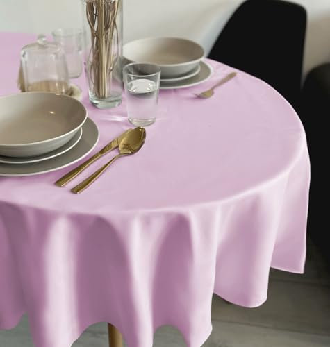 Rollmayer Tischdecke Tischtuch Tischwäsche Gastronomie Kollektion Vivid Uni einfarbig pflegeleicht waschbar 21 Farben zur Auswahl, Produkt für den täglichen Gebrauch(Pastellrosa 50, Oval 140x260cm)