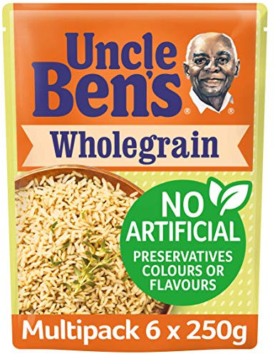 Uncle Bens Wholegrain Brown Microwave Rice, Bulk Multipack 6 x 250 g pouches