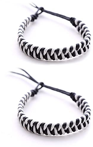 DonDon 2 braccialetti dell'amicizia colorati unisex - Bianco-Nero