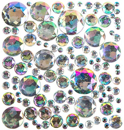 Baker Ross EF322 Iridescent Acrylic Jewels Value Pack — Creative Art Supplies for Kids' Crafts to Decorate Cards, Collage, and Projects (Pack of 200), Assorted