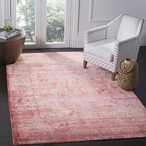 SAFAVIEH Mystique Collection Accent Rug - 4' x 6', Rust & Multi, Watercolor Overdyed Distressed Design, Non-Shedding & Easy Care, Ideal for High Traffic Areas in Foyer, Living Room, Bedroom (MYS920P)