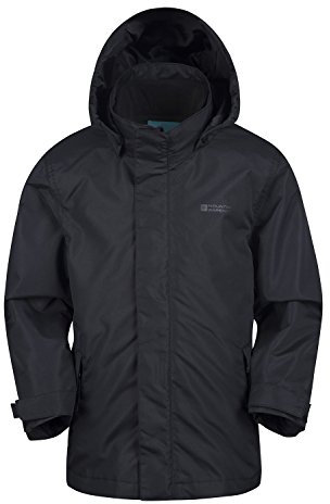 Mountain Warehouse Fell 3 in 1 Wasserabweisende Kinderjacke - Atmungsaktive, Regenjacke für Jungen und Mädchen - Für Spaziergänge, Wanderungen & Outdoor Schwarz Kinder 116 DE (5-6 Jahre)
