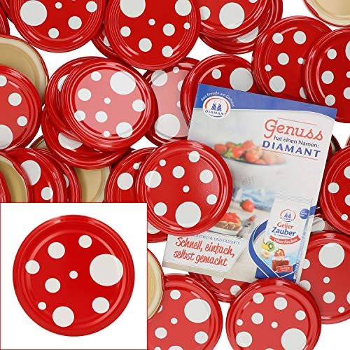 Lot de 50 Couvercle to 82 champignon rouge à pois blanc Convient pour 230 ml/350 ml/435 ml Verres