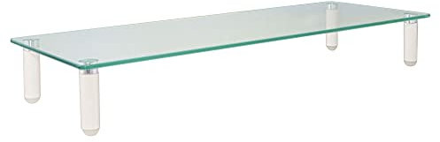 Kantek Glass Monitor Riser with 5mm Tempered Glass Platform and 40-Pound Capacity, 22-Inch W x 8.25-Inch D x 3.25-Inch H, Clear (MS370)