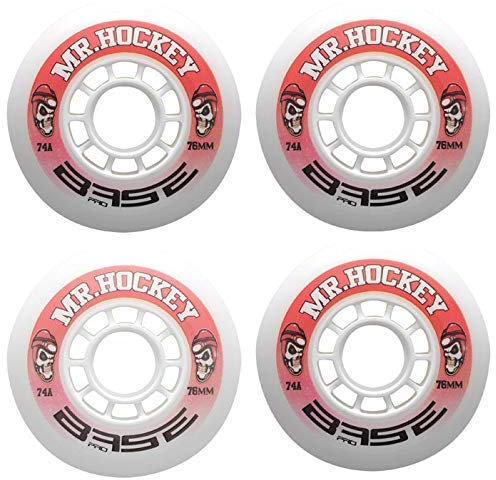 BASE Unisex – Erwachsene Inlinerrollen Indoor Rollen „Mr. Hockey“ Pro | 74A Härte | starker Grip | weiß | für alle gängigen Inliner-Marken geeignet | 80 mm