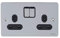 Schneider Electric Ultimate Flat Plate - Switched Double Power Socket, Single Pole, 13A, GU3220BPC, Polished Chrome with Black Insert
