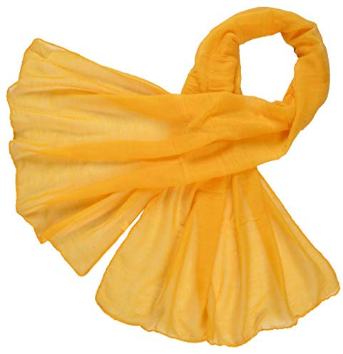 Miobo Loop Schal Crinkle Schal Halstuch Unifarbe 70 x 180cm Frühling Sommer Herbst Offen Gelb