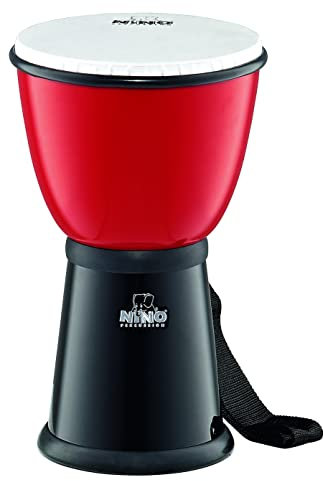 Nino Percussion ABS Djembe Instrument - Großes Musikinstrument für Kinder ab 5 Jahren - Durchmesser 8 Zoll - ABS Kunststoff, Rot und Schwarz (NINO18R/BK)