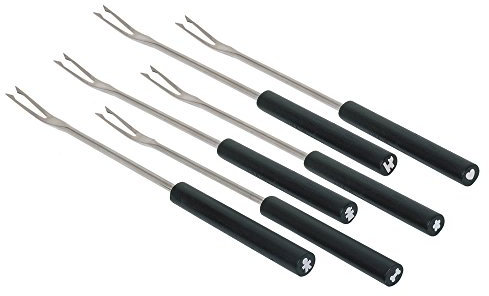 Alessi Sg57 B Mami Set Composé de Six Fourchettes à Bourguignonne en Acier Inoxydable et Manche en Bois, Argenté