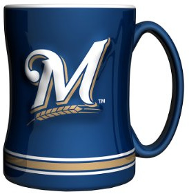 Boelter Brands MLB Milwaukee Brewers Sculpted Relief Mug, 14-ounce