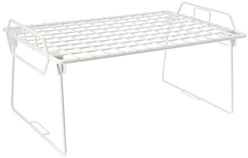 Whitmor Stacking Utility Shelf Drahtgitter-Stapelregal, Metall, Weiss/opulenter Garten