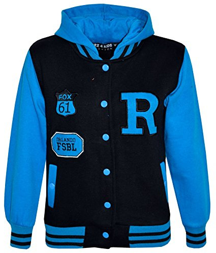 A2Z 4 Kids B.B Hooded R Fashion Fox Jacket Varsity - B.B Jacket New Fox Turquoise 7-8