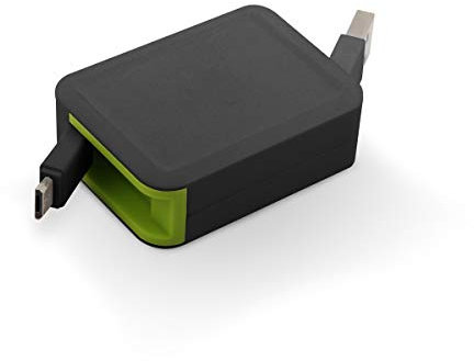Muvit MUUSC0171 - Cable USB retráctil, Micro USB, 2.4 A, 0.8 m, Color Negro y Verde