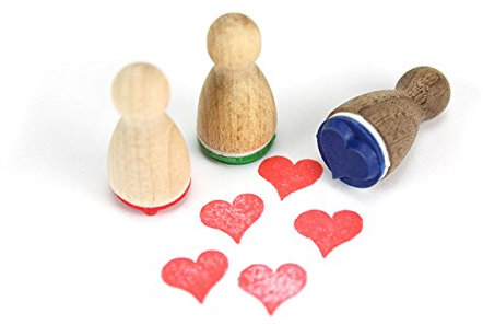 Stemplino® Ministempel - Motiv: Herz - 12mm Durchmesser - Holzstempel Kinder Stempel Bullet Journal Stempel mit Herz Motiv Herz Stempel