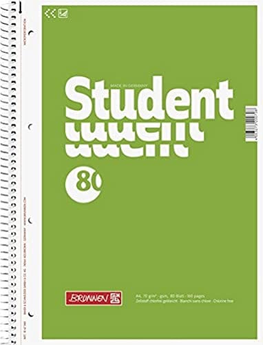BRUNNEN Collegeblock Student | A4, Lineatur 20, 80 Blatt, grün