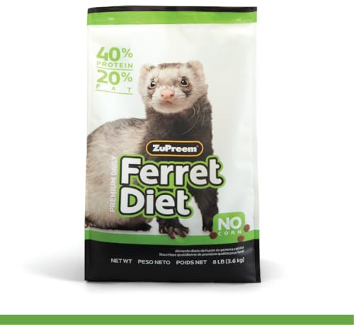 ZuPreem Ferret Food, High Protein Ferret Food, Extruded Kibble Made with Chicken & Egg, Vitamin & Mineral Fortified, No Corn, Small Animal Pet Products, ZuPreem, Made in USA, 8 lb Bag