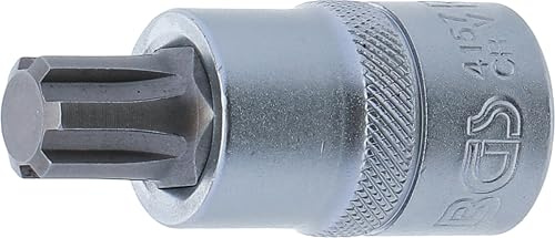BGS 4157 | Bit-Einsatz | Keil-Profil (für RIBE) M13 | Antrieb Innenvierkant 12,5 mm (1/2) | Länge 55 mm | Chrom-Vanadium-Stahl | verchromt, matt | mit Rändelung