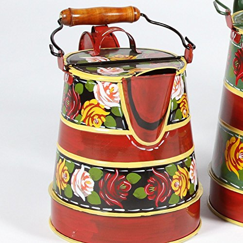 1 Gallon Hand Painted Narrow Boat Style Watering Can / Planter - Canal Art Style - Black Finish