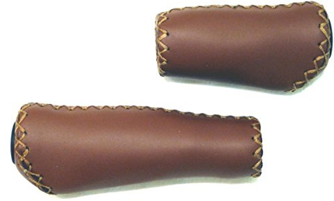 CBK-MS Fahrradgriffe echt Leder braun ergonomisch geformte Lenkergriffe lang/kurz 135/92 mm für Fahrräder mit Drehgriffschaltung