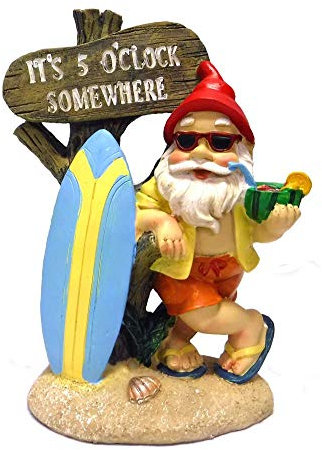 5:00 Somewhere Tropical Party Gnome Garden Statue