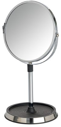 WENKO 202821000 Kosmetik-Standspiegel Cori - Soft-Touch, Kunststoff/Chrom, 18.5 x 33.5 x 15.5 cm, schwarz