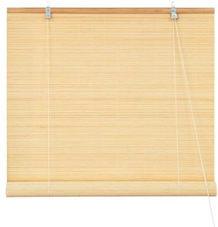 Victoria M. Bambusrollo Sonnenschutz Sichtschutz Rollo Seitenzugrollo, für Fenster und Türen, Blickdicht, 90 x 220 cm, Natur