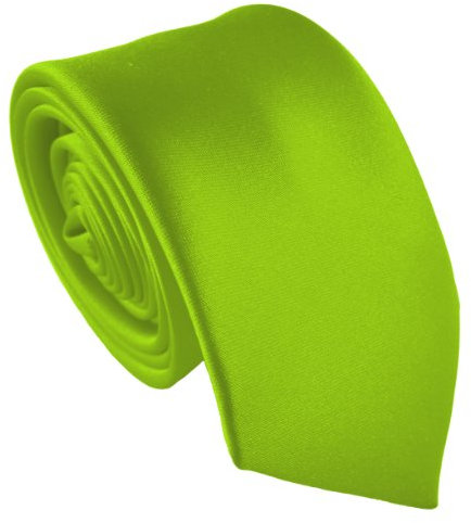 Uomo Raso Satin Magro Cravatta Cravatte - 24 Colori (Verde Lime)