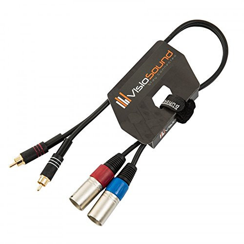 2 x Male XLR to 2 x RCA Gold Phono Plug Twin Lead/Audio Signal Patch Cable 0.5m
