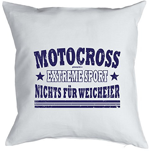 Goodman Design Bedrucktes gepolstertes Kissen Heimdekoration Motocross-Geburtstagsgeschenk 40x40cm Weiss