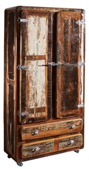 MASSIVMOEBEL24.DE | FREEZY Schrank aus Massivholz #39 | Altholz - Mehrfarbig, lackiert | Industrial-Stil | 90x38x185 cm | Schrank aus Massivholz Vollholzschrank