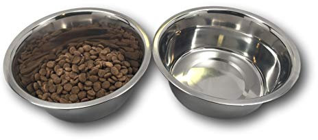 Top Dog Chews Stainless Steel Dog Bowl Set, 8 Large, 8 Cups, 64oz / 2 Quart. No stickers to remove.
