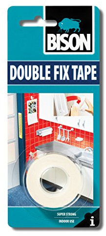 6 x 6305458 Bison Double Sided Adhesive Tape Fixing Foam for Indoor Interior Use 1.5m long x 19mm wide white