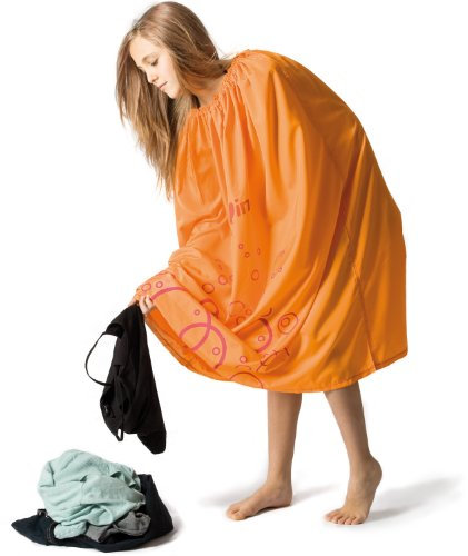 Just-in die Umkleidehilfe für den Strand, Surfponcho, Umziehhilfe Damen & Herren, kompakt und Ultra leicht aus Funktionsstoff – Badeponcho,Mikrofaser,Orange